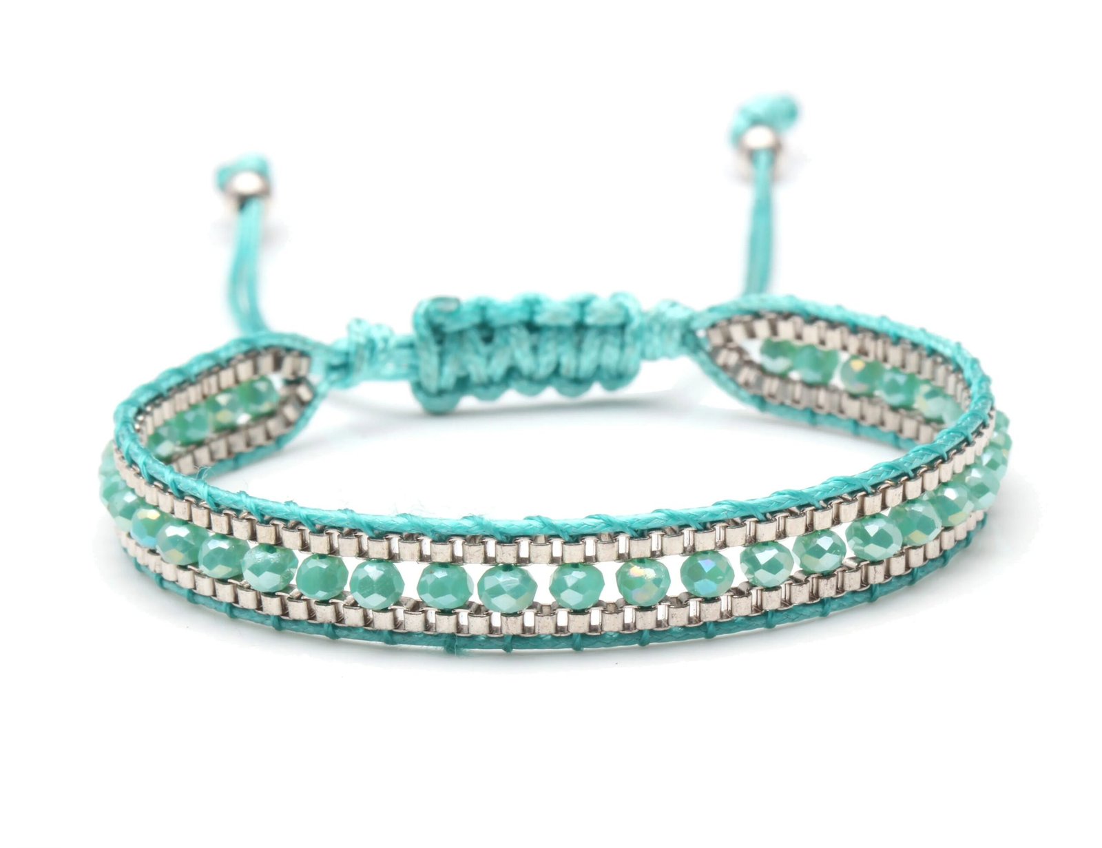 Multicolored faceted Crystal Beads Woven Bracelet - Image 7