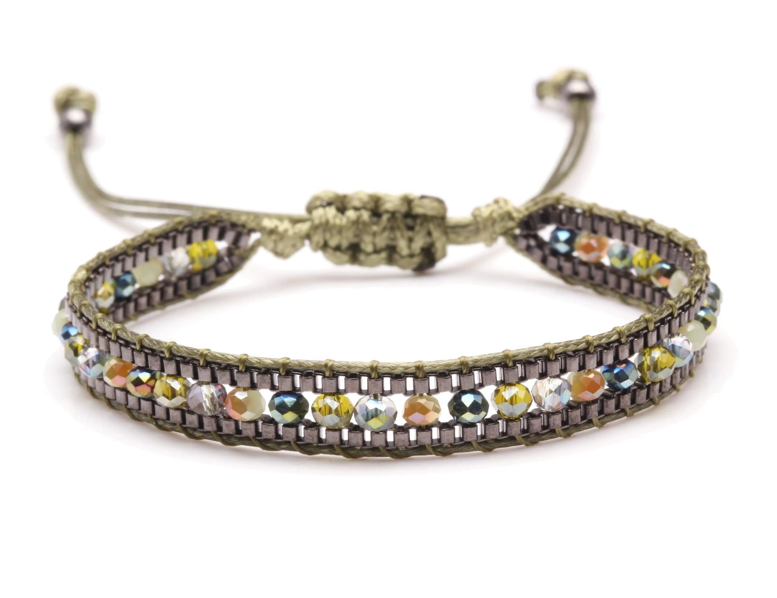 Multicolored faceted Crystal Beads Woven Bracelet - Image 10