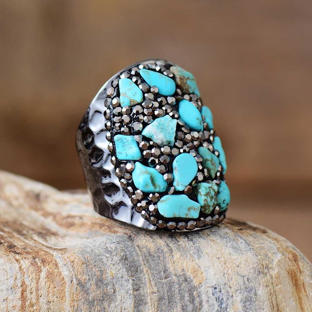 Hämatit und Türkis Stone Ring