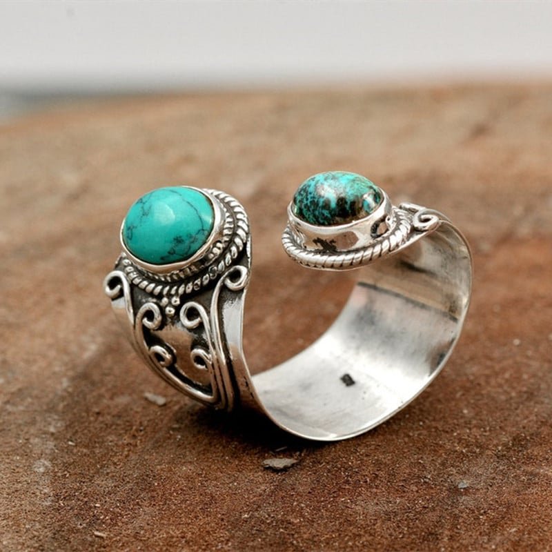 Vintage Adjustable Ring in Sterling Silver and Natural Gemstone – Bild 3