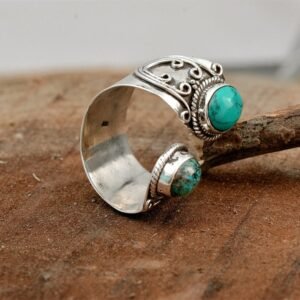 Vintage Verstellbar Ring in Sterling Silber und Natural Gemstone