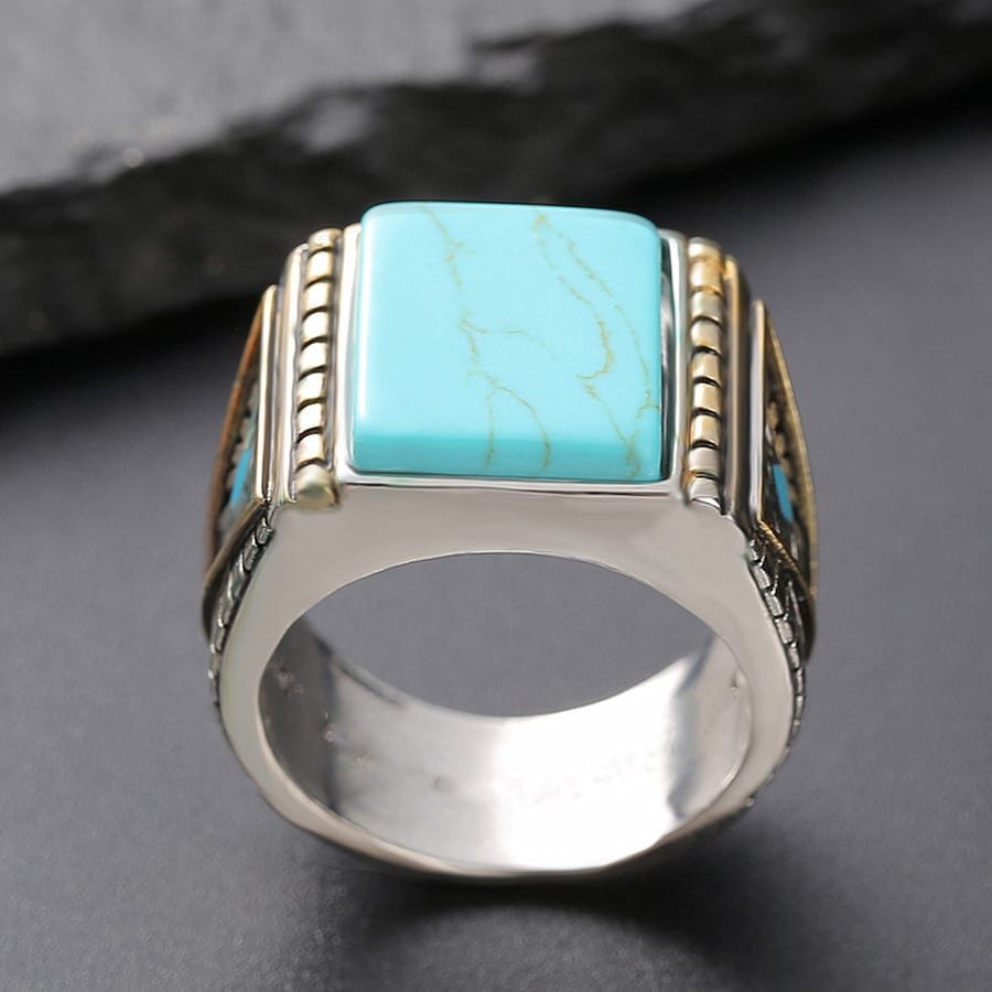 Vintage Square Turquoise Ring for Men – Bild 3