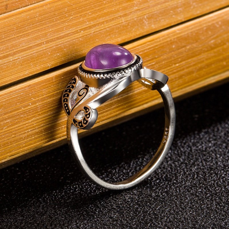Vintage Amethyst Stone Ring for Women – Bild 2