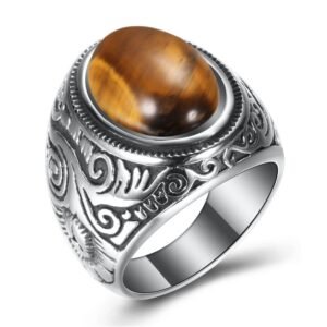 Vintage-Stil Silber Ring mit 3 verschiedenen Steinen für Herren