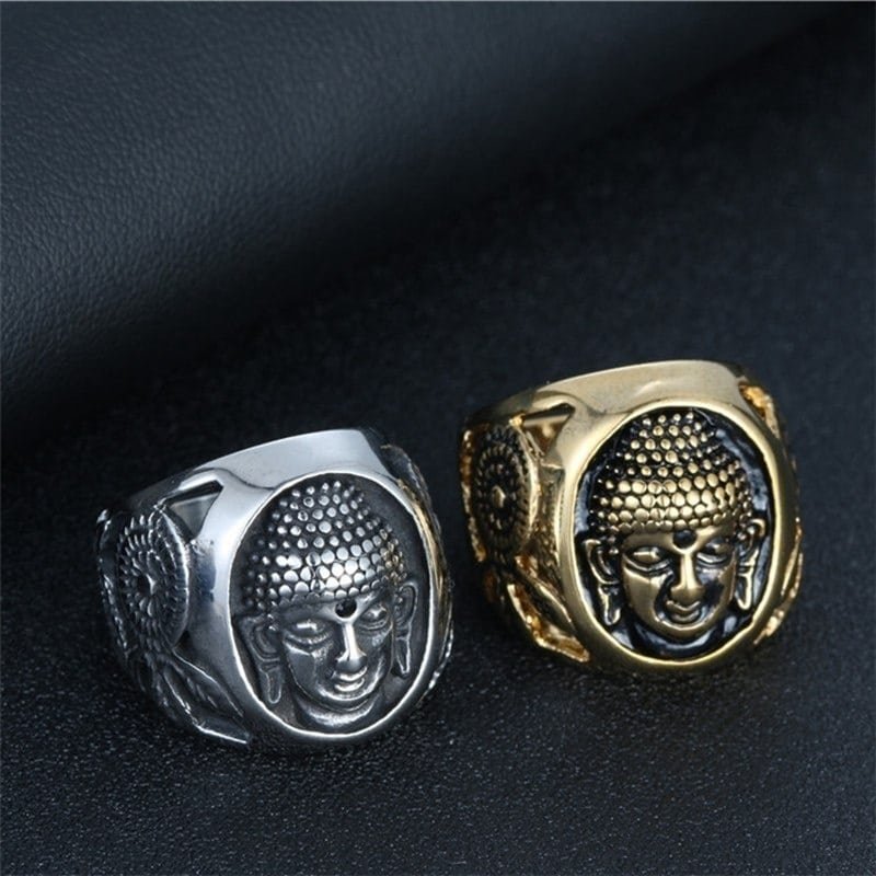 Metal ring with Buddha design – Bild 2