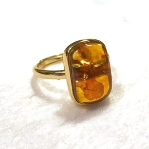 Silber Ring mit Natural Amber Stone
