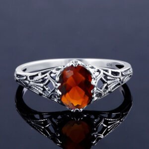 Vintage Sterling Silber Ring mit Amber Stone
