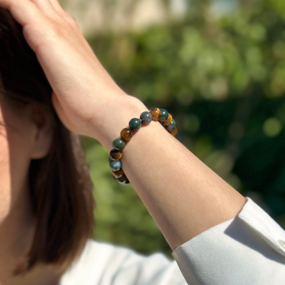 Bracelet "Balance & Protection" in Tiger Eye & Moss Agate – Bild 3