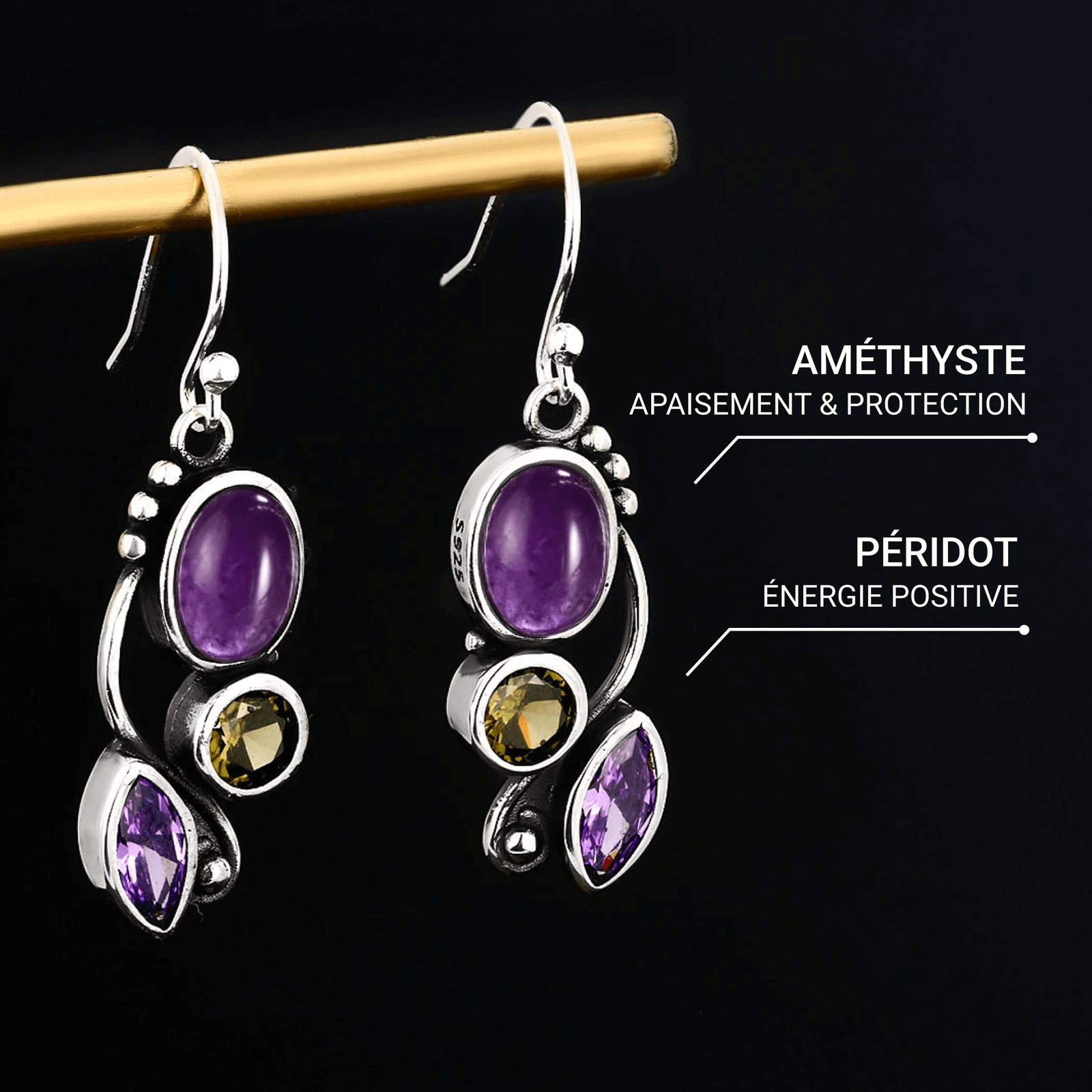 Amethyst & Peridot "Cascade of Serenity" Earrings – Bild 5