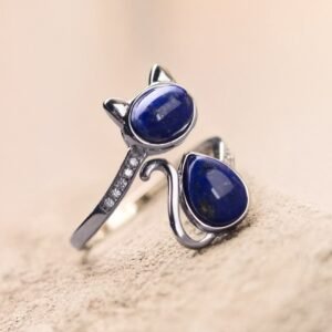 Verstellbar "Cat" Ring in Lapislazuli