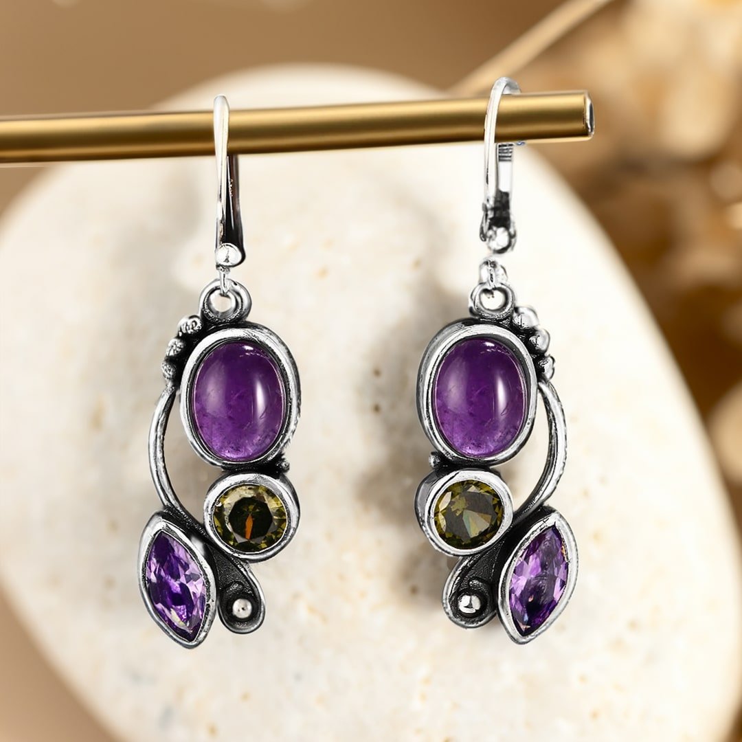 Amethyst & Peridot "Cascade of Serenity" Earrings – Bild 3