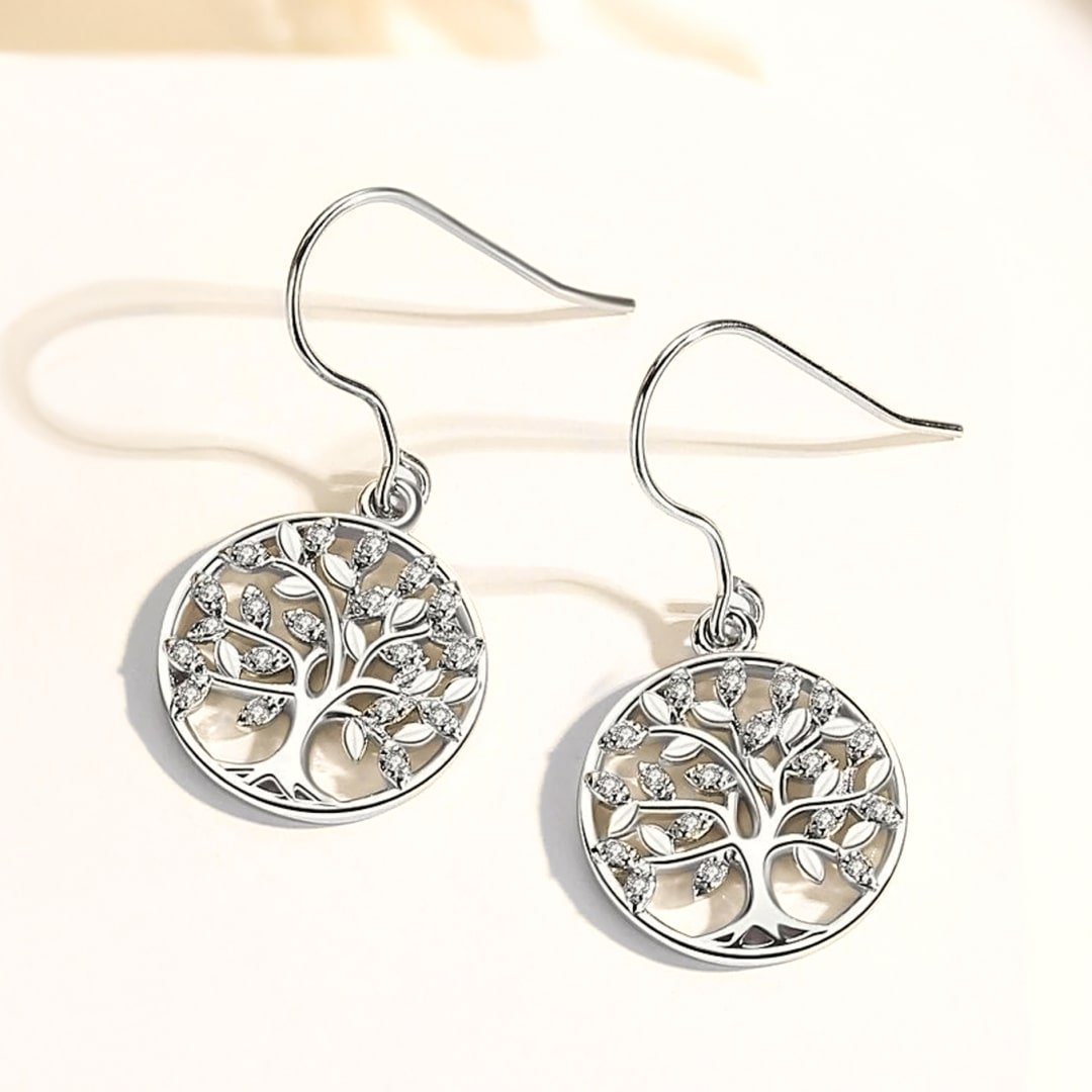 Silver Tree of Life Earrings – Bild 4