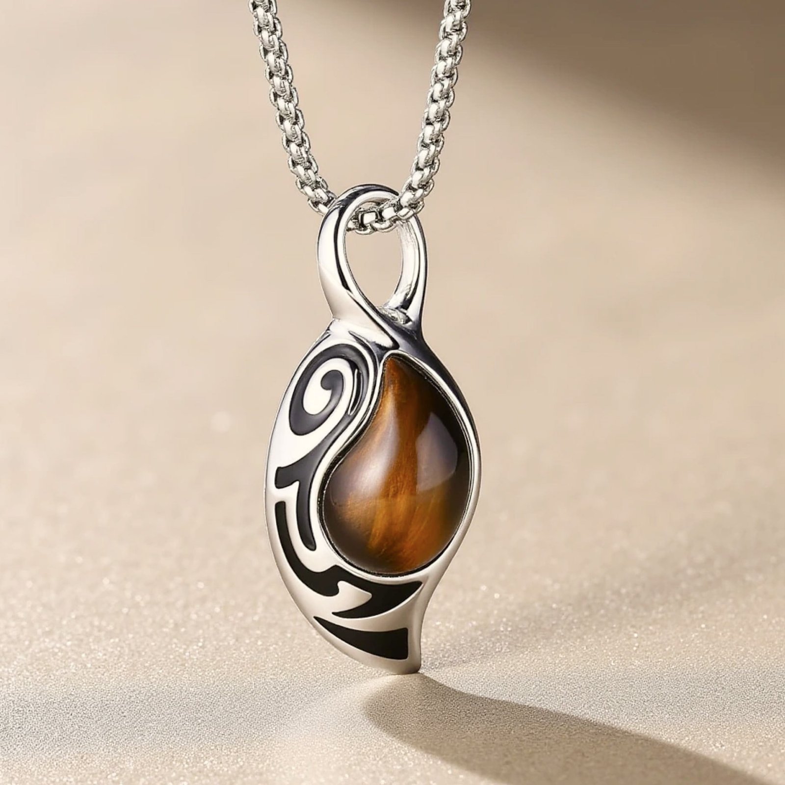 Tribal Shield Pendant in Tiger's Eye