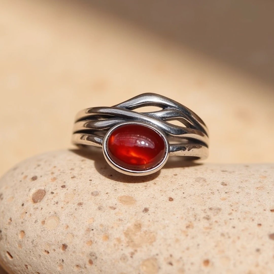 Verstellbarer Ring „Prema“ aus Granat & Silber