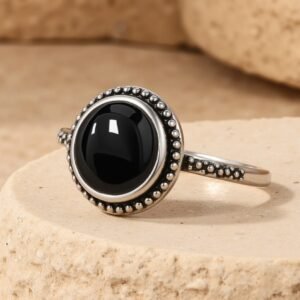 Schwarzer Onyx & Silber Protective Ring