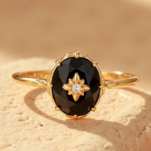 Verstellbarer Ring „Nächtlicher Zauber“ aus schwarzem Achat