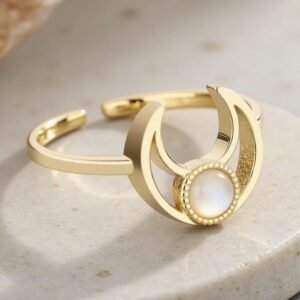 Verstellbar "Lunar Shine" Ring in Perlmutt