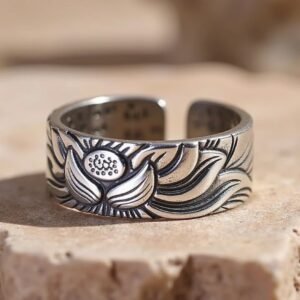 Verstellbar "Lotus Flower" Ring in Silber