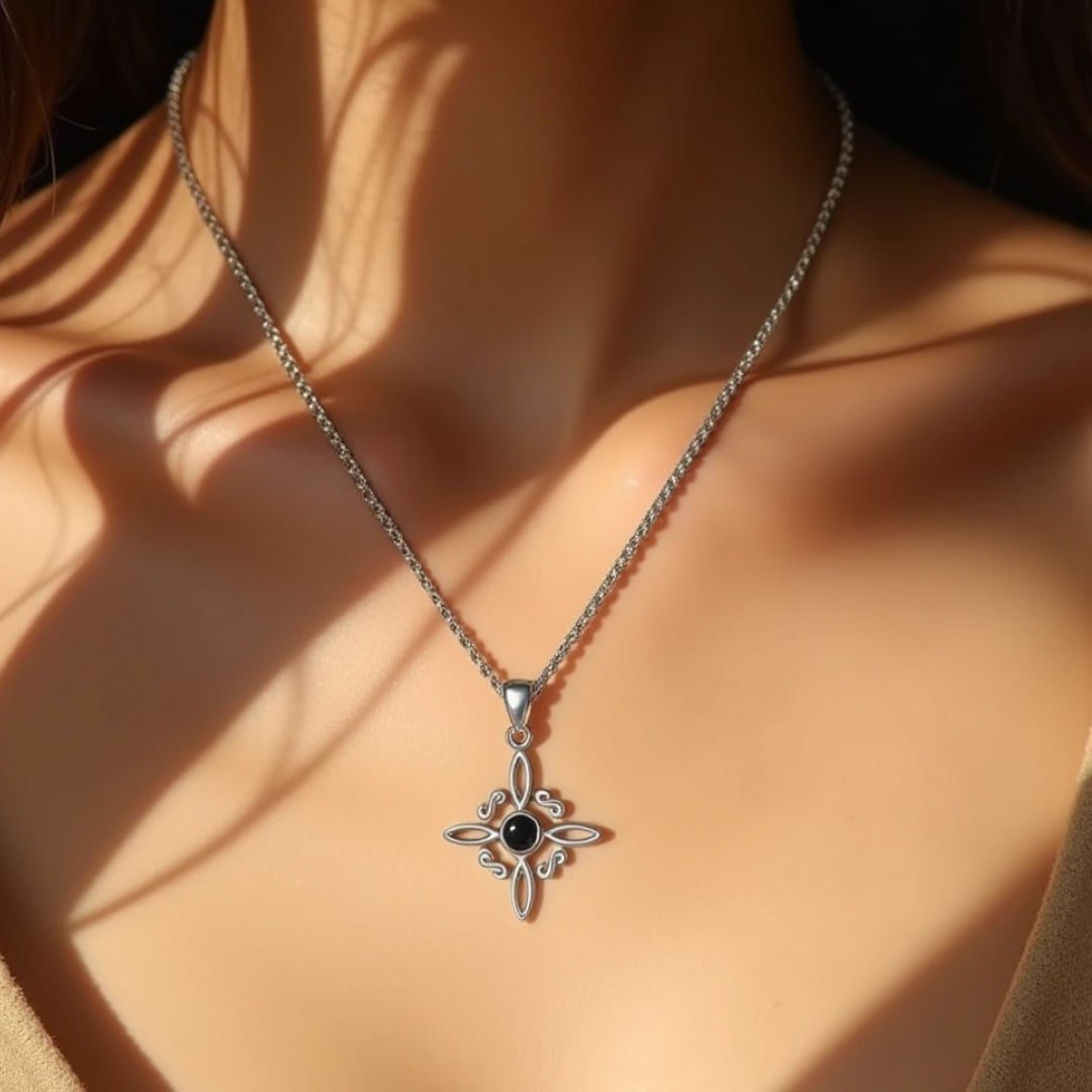 "Witch Protection" Pendant in Obsidian & Silver – Bild 2