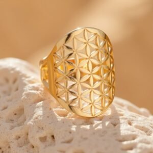 Verstellbar Ring Blume des Lebens