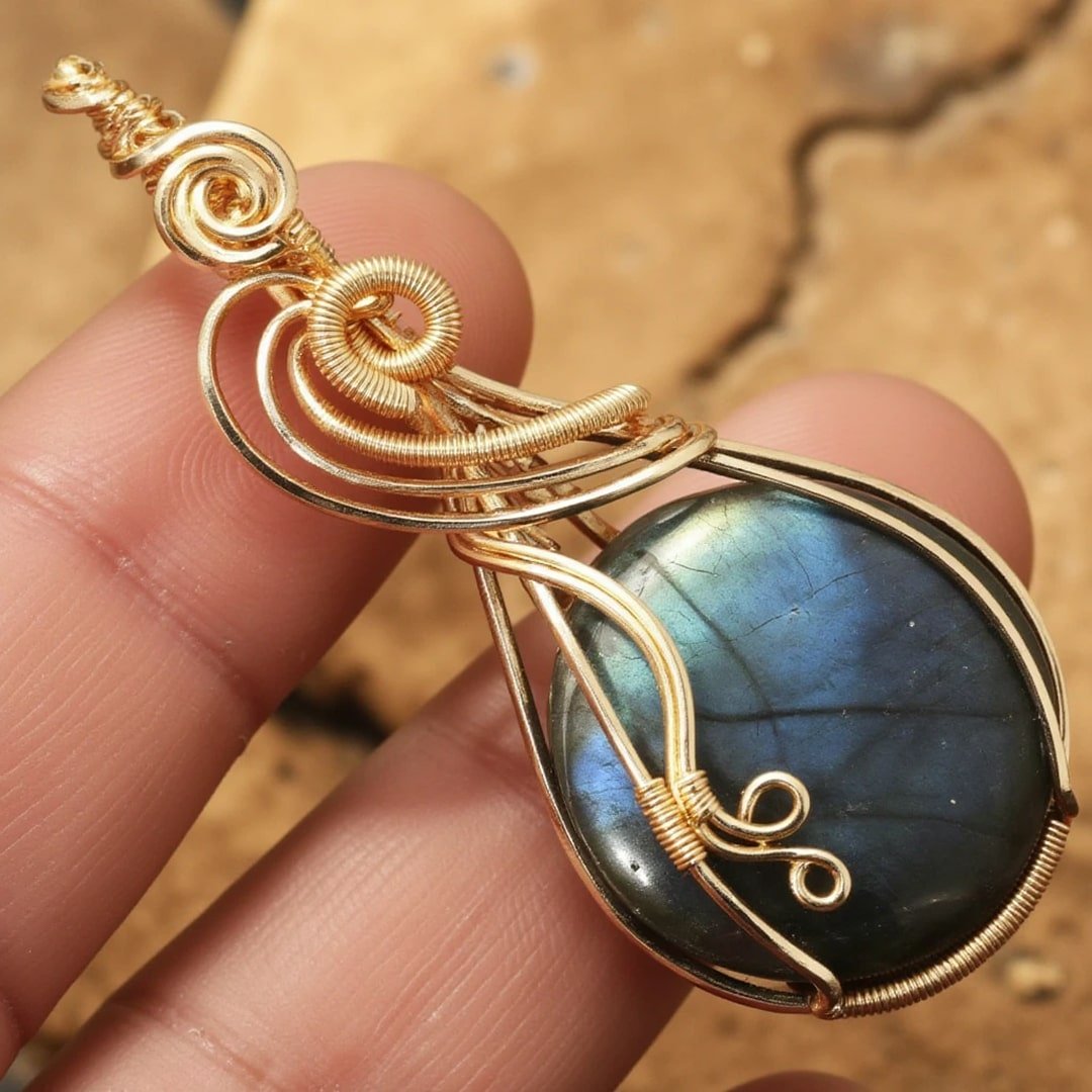 Pendant "Eye of the Universe" in Labradorite Stone – Bild 4