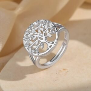 Verstellbar "Sparkling Baum des Lebens" Ring in Silber