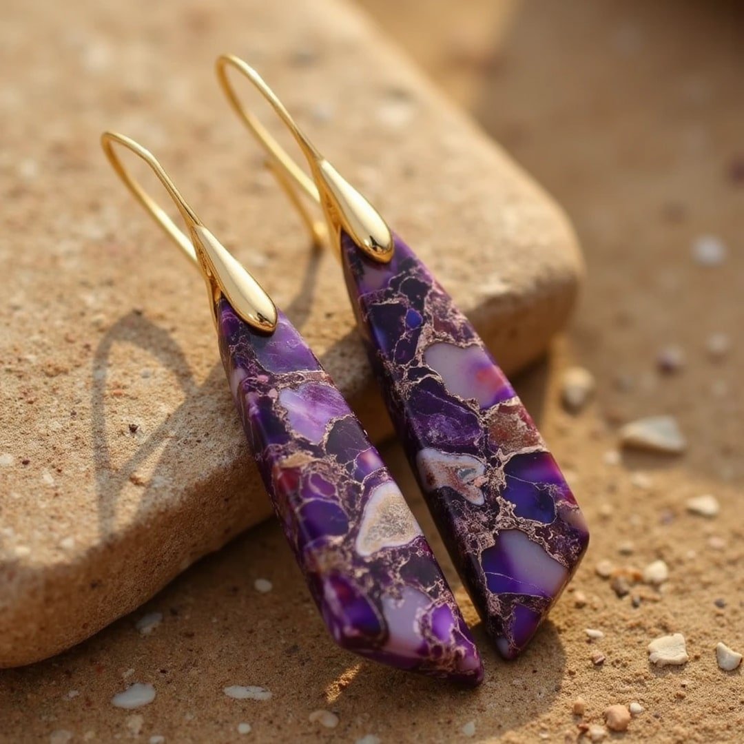 Hängeohrringe aus violettem Jaspis