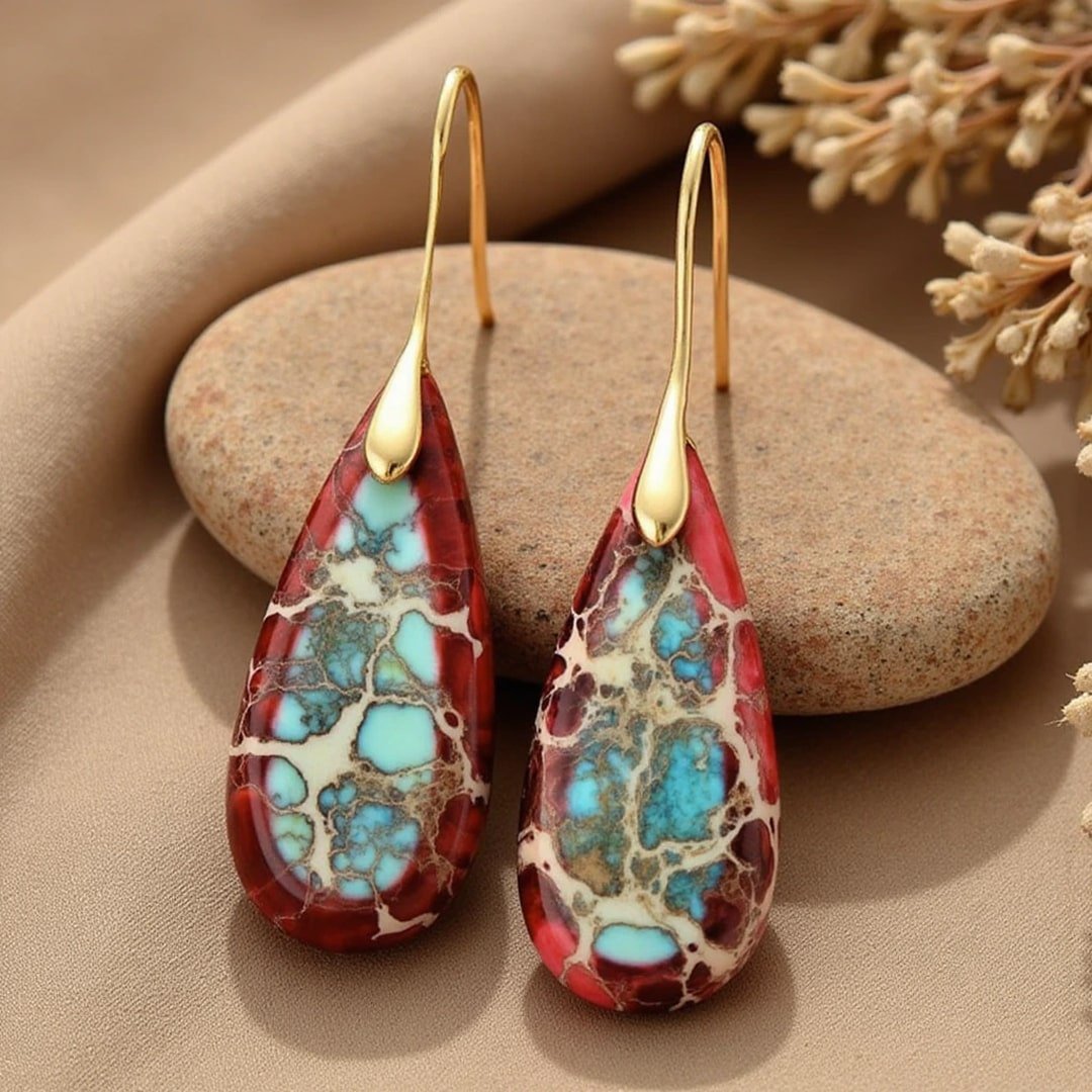 Jasper Tear Earrings – Bild 4
