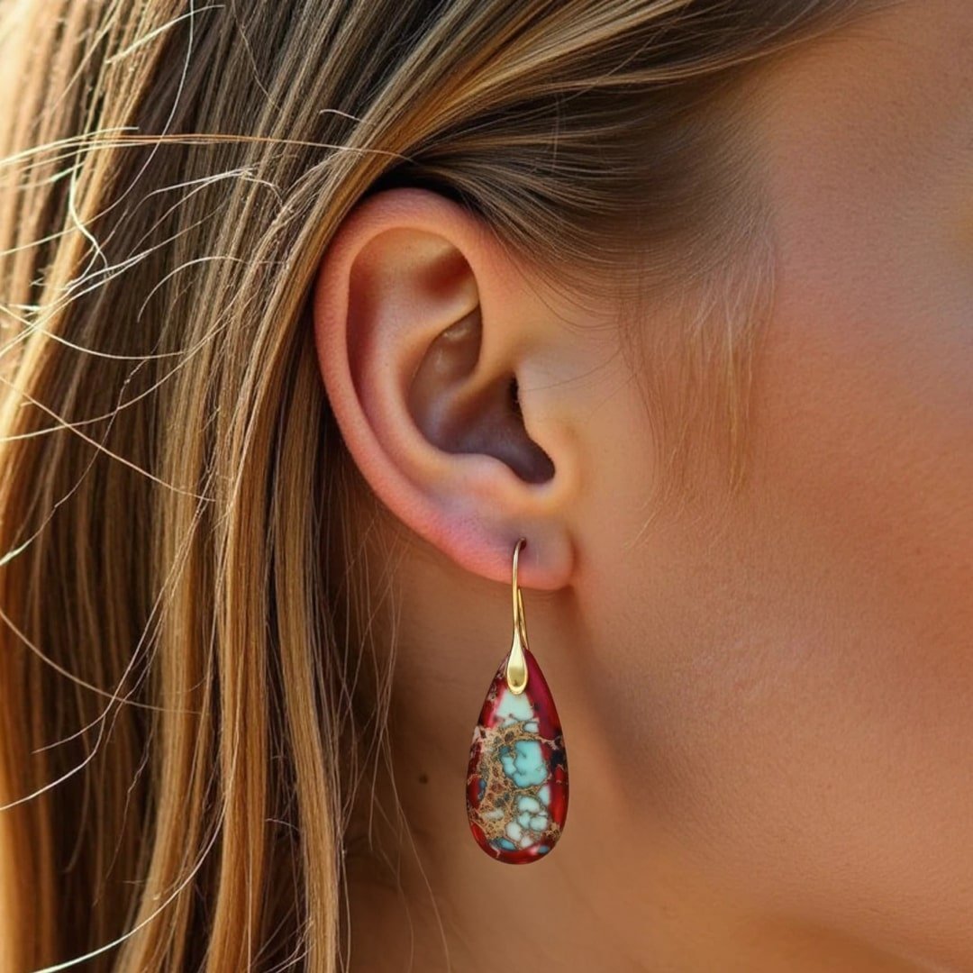 Jasper Tear Earrings – Bild 2