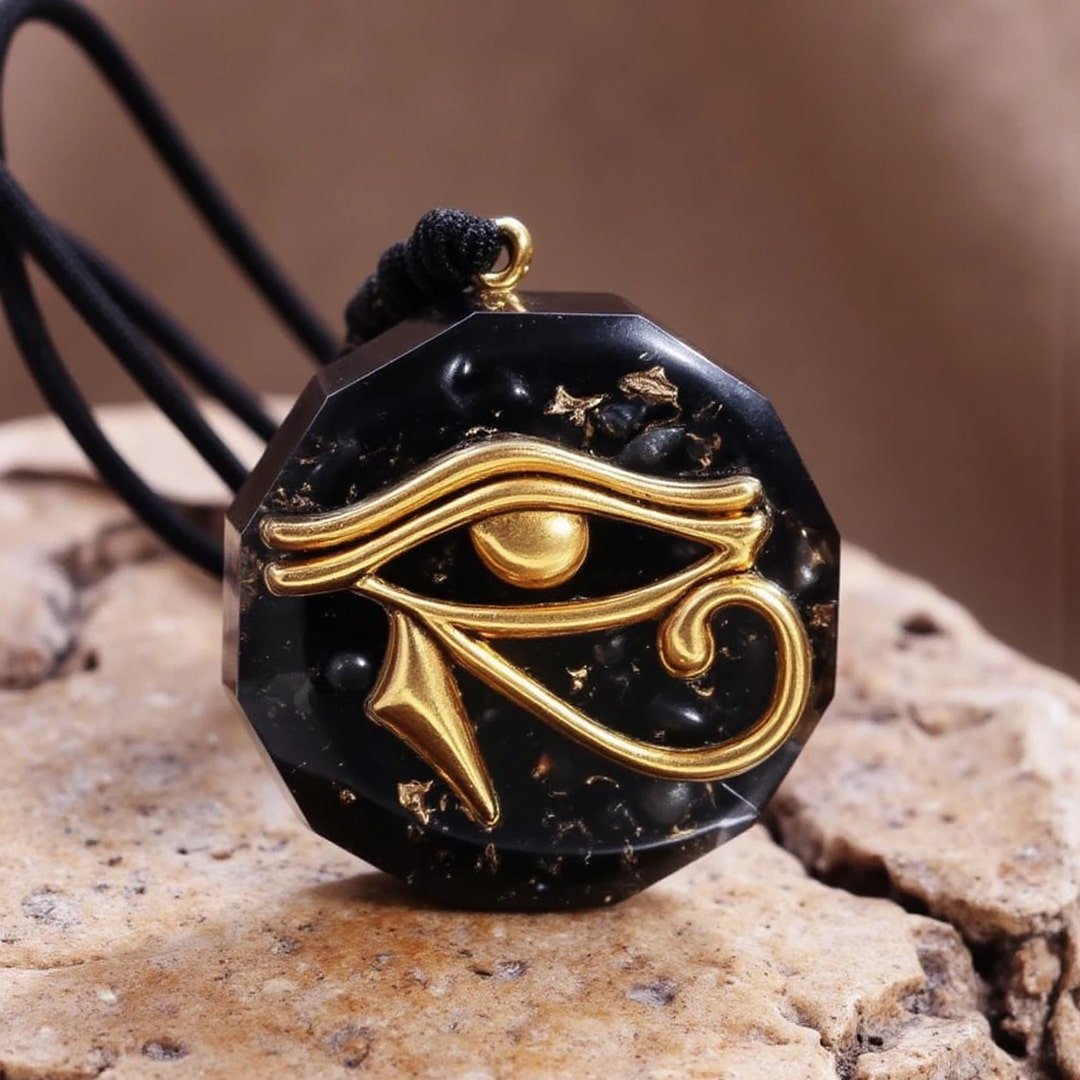 Orgonit-Anhänger „Auge des Horus“ mit Natursteinen