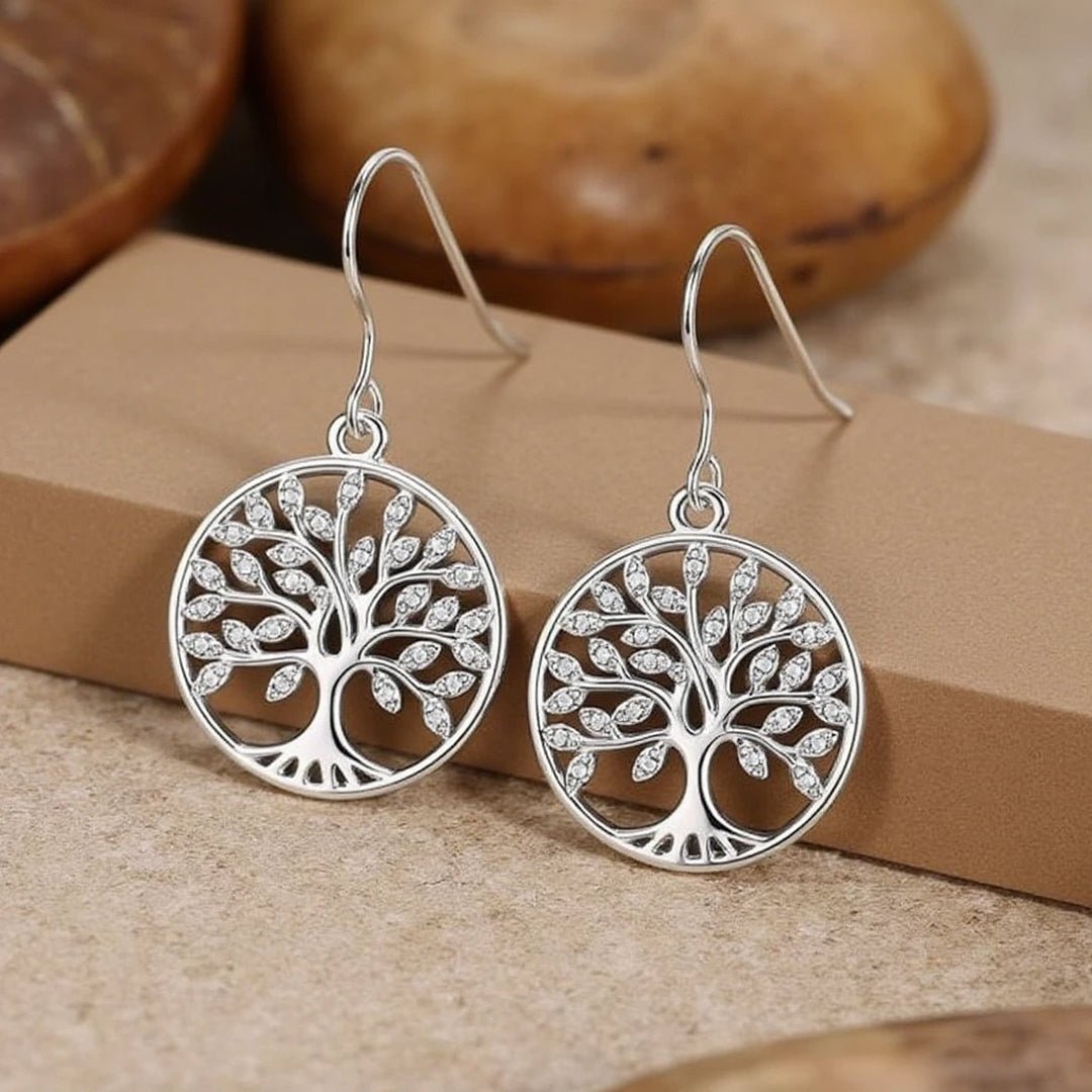 Silver Tree of Life Earrings – Bild 3