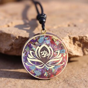 Orgonite Pendant "Lotus-Om" in Turquoise & Tiger's Eye
