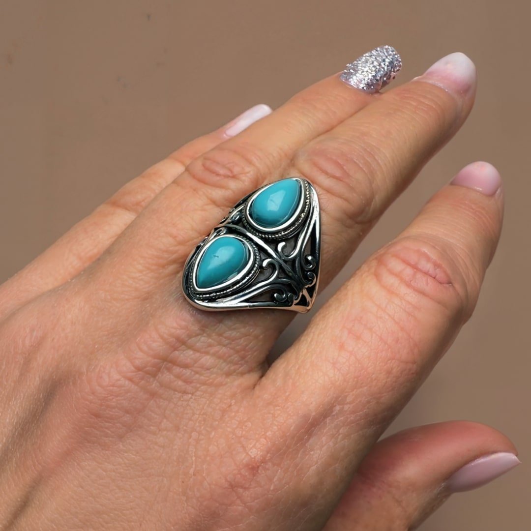 "Echo Protector" Ring in Turquoise & Silver – Bild 2