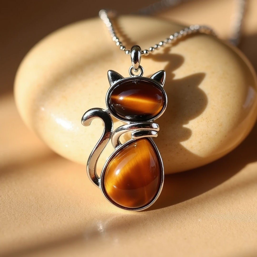 Natural Stone Cat Pendant – Bild 5