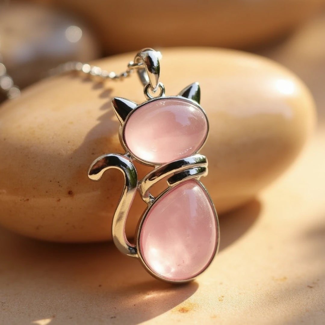 Natural Stone Cat Pendant – Bild 6