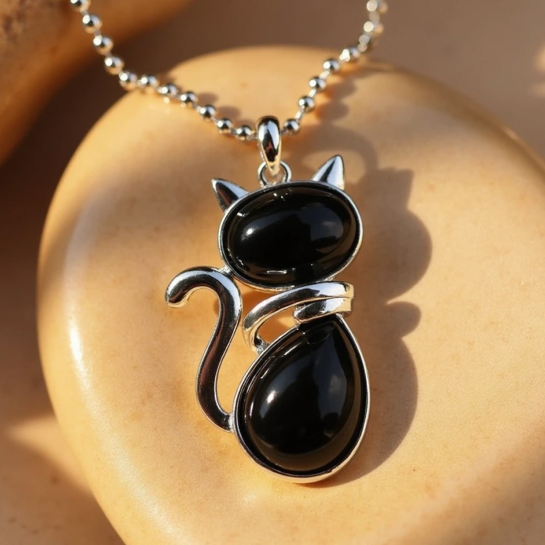 Natural Stone Cat Pendant – Bild 3