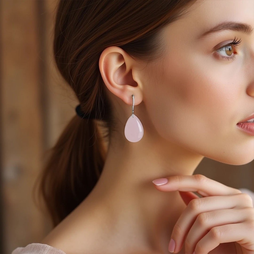 Rose Quartz Earrings – Bild 2