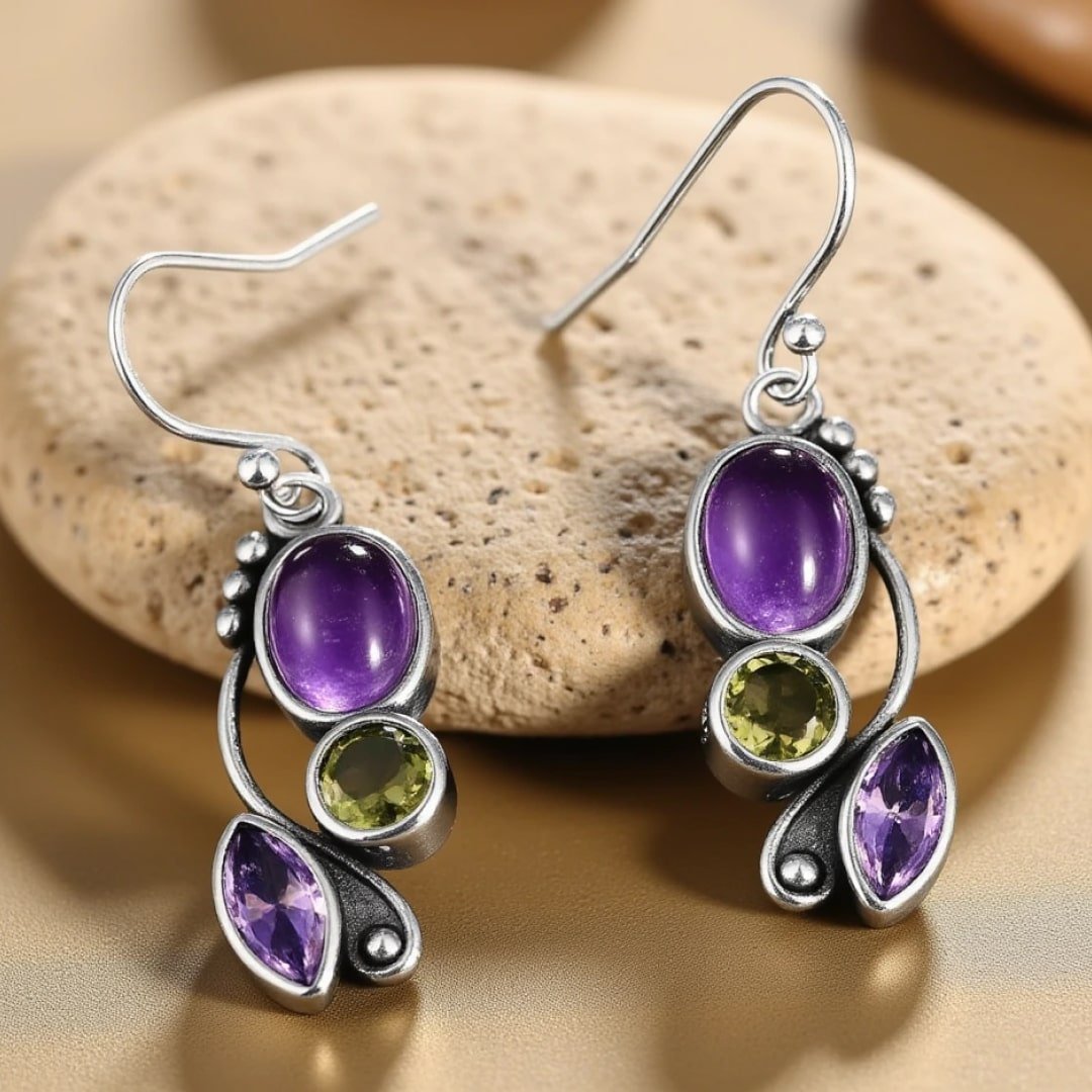 Ohrringe „Kaskade der Gelassenheit“ aus Amethyst & Peridot