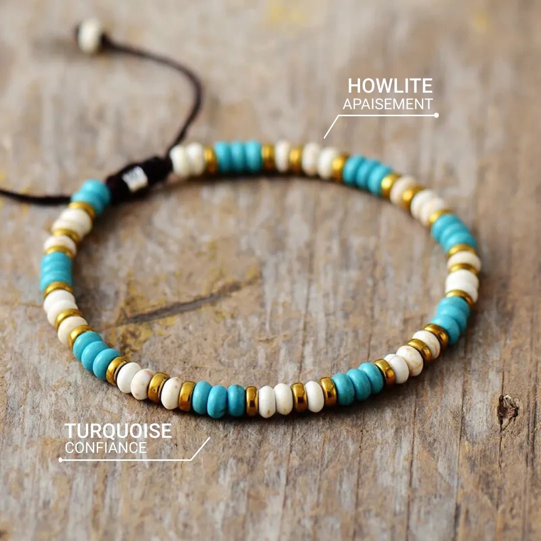 Bracelet "Vibration" in Turquoise & Howlite – Bild 2