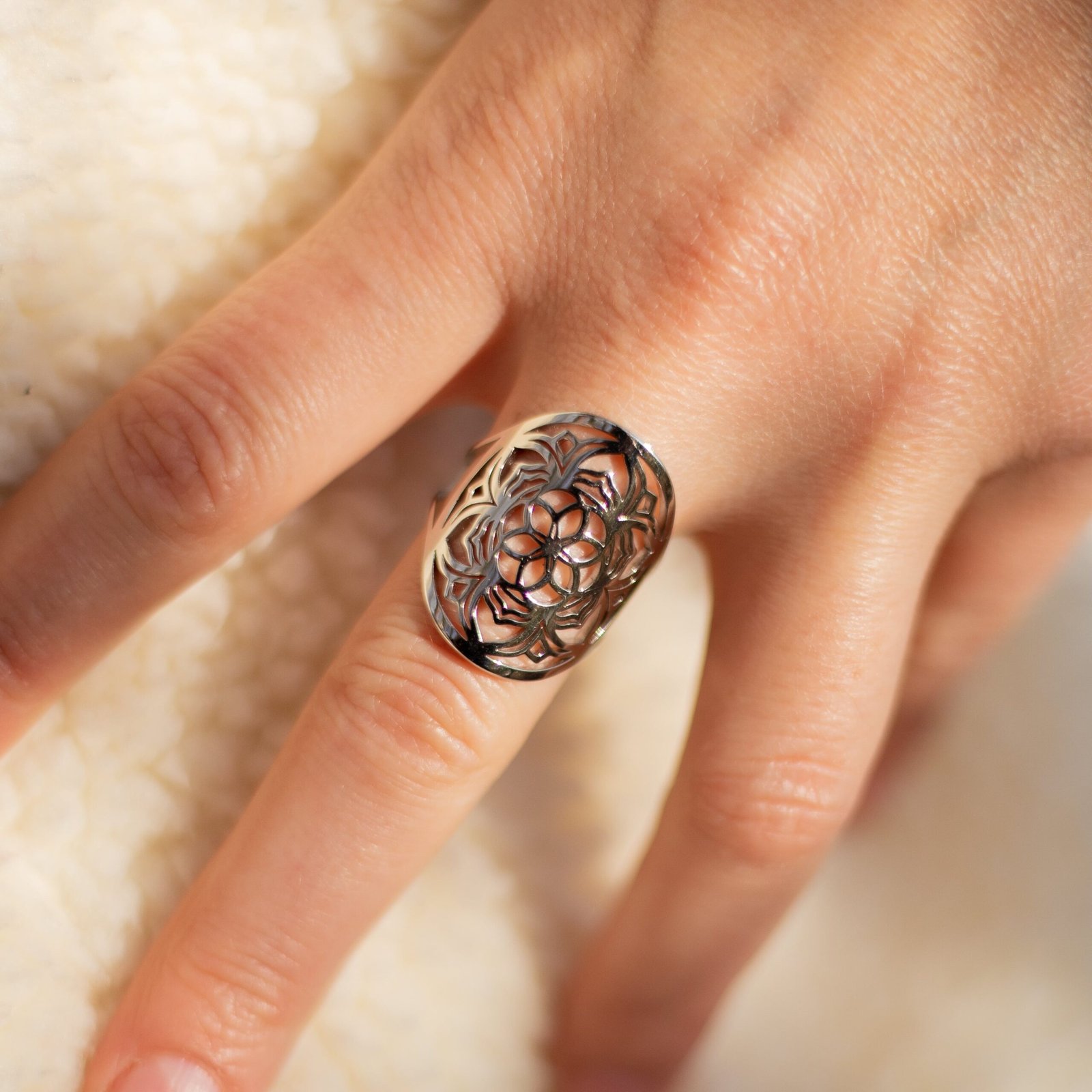 Adjustable Ring Mandala Flower – Bild 2