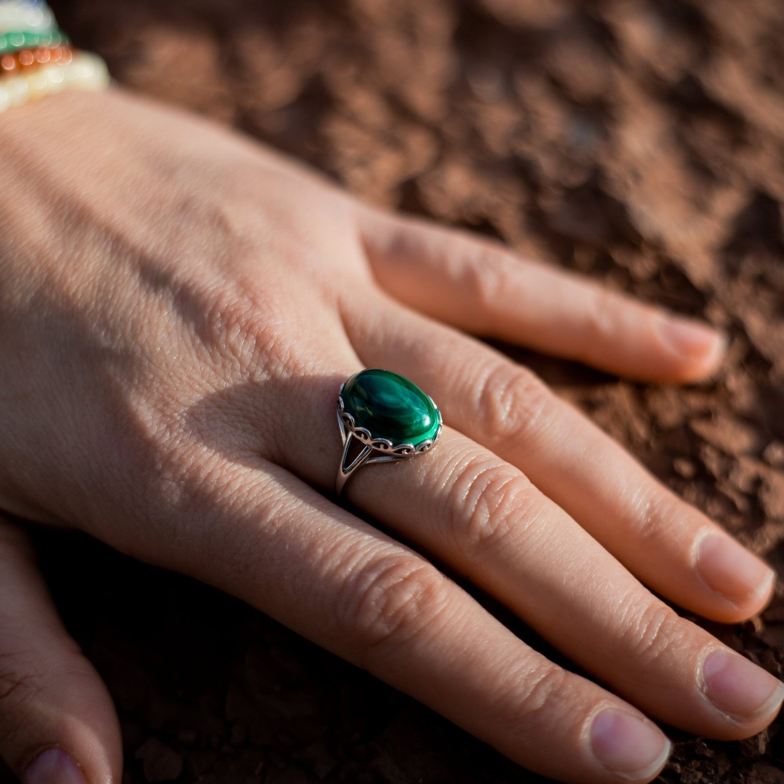 Adjustable Malachite Ring – Bild 3