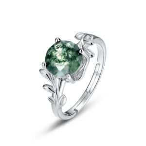 Verstellbar Ring "Vegetal Awakening" in Natural Moosachat