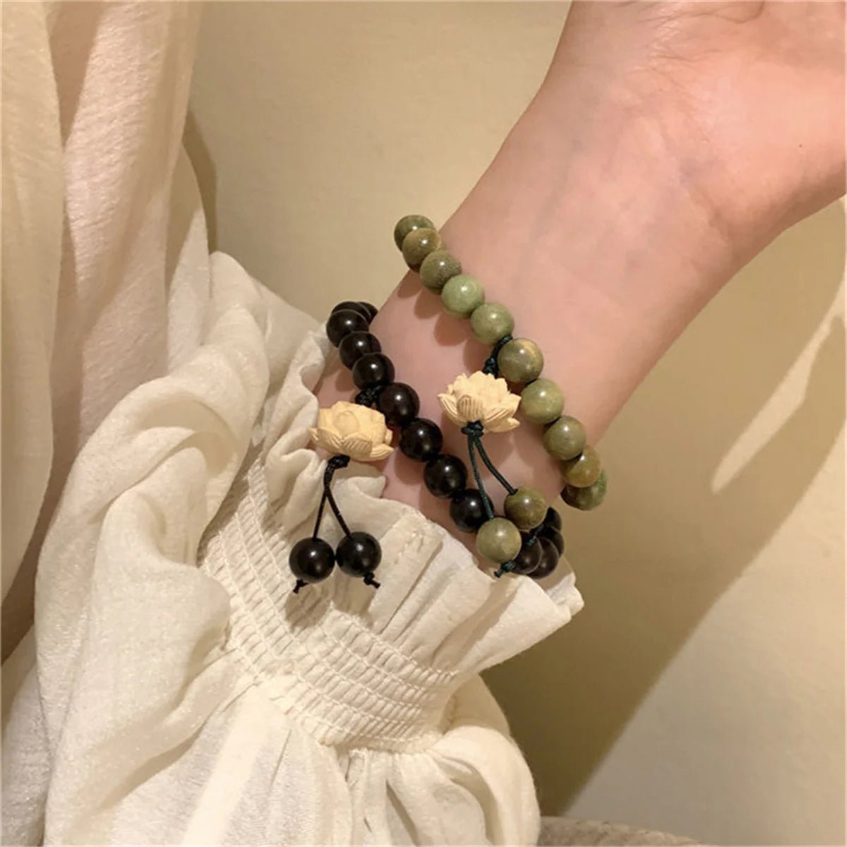 Natural Beads Lotus Flower Bracelet - Image 3