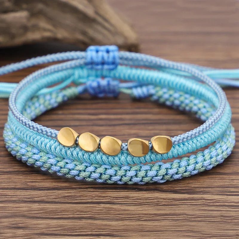 Spiritual Elegance: HandGewebt Tibetisch Kupfer Perle Armbänder