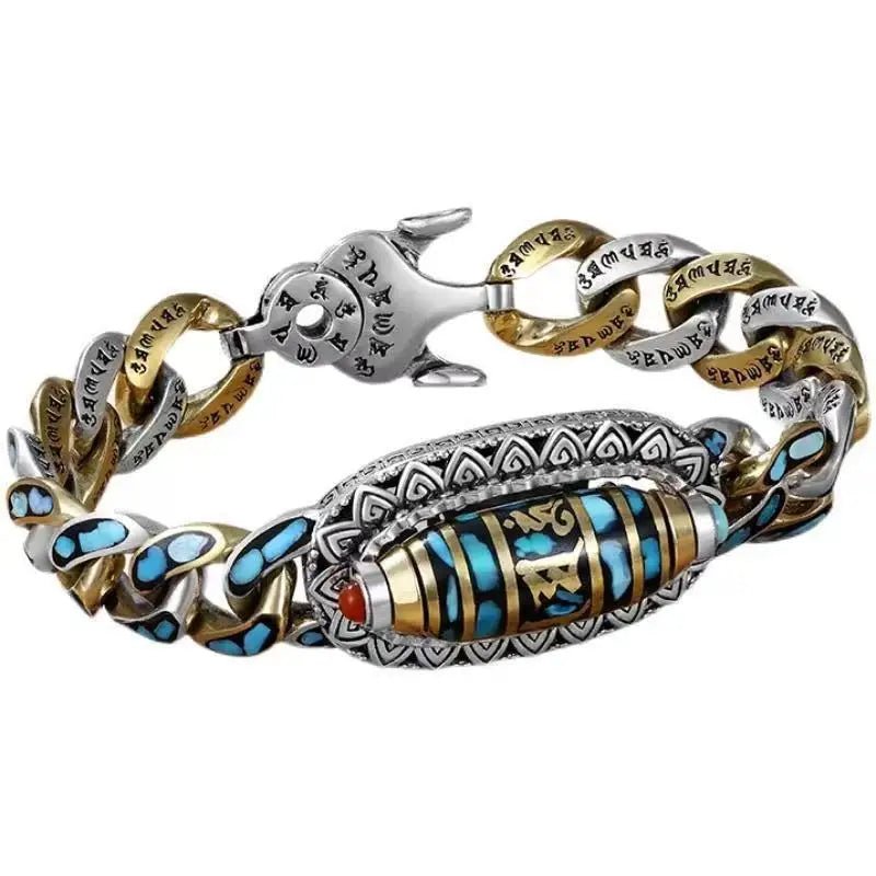 Buddhism Turquoise Six-character Mantra Bracelet - Image 4