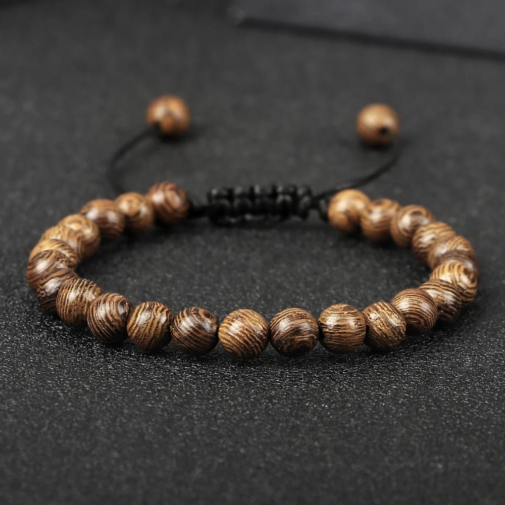 Natural Wood Bead Tibetan Buddha Bracelet - Image 3