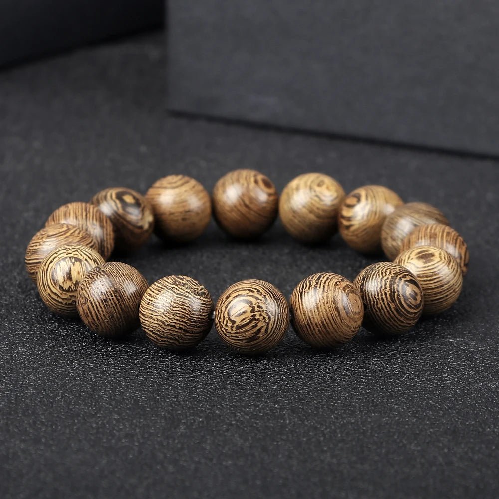 Natural Wood Bead Tibetan Buddha Bracelet - Image 2