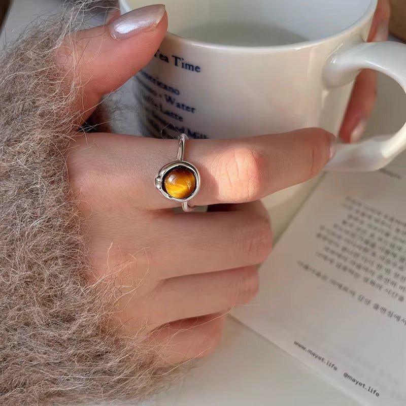 Adjustable "Shakti" Ring in Tiger's Eye & Silver – Bild 2