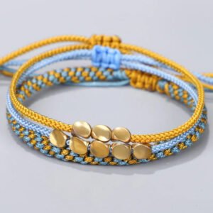 Celestial Weave: Tibetan Copper Bead & Rope Bracelets