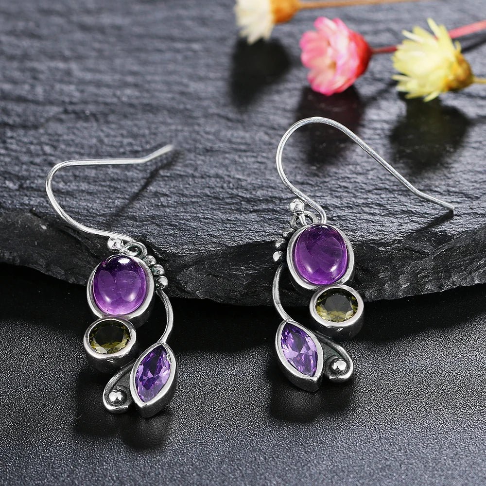 Amethyst & Peridot "Cascade of Serenity" Earrings – Bild 4